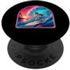 Surfer Tees and Gifts Retro Surfer Riding Vibrant Ocean Wave PopSockets PopGrip Adesivo