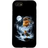Vintage 90s Moon Robin Bird Lover Custodia per iPhone SE (2020) / 7/8 American Robin Bird Ululando alla Luna 90's Retro Birdwatcher