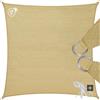 TecTake® Tenda a Vela Ombreggiante Quadrata in Polietilene, Protezione dai Raggi UV, Vela da Sole Ombreggiante con Set Funi di Tensione - Beige, Quadrato, 3,6 m