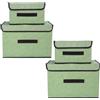 NCRGB Scatole Portaoggetti in Tessuto,Scatole Portaoggetti Scatole per Armadio con Coperchio Set,Pieghevole,Contenitore per Armadio,Vestiti,Armadi (4pack:26cm/2pack+36cm/2pack, Verde)