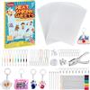 Auihiay Kit termoretraibile in plastica da 198 pezzi che 20 fogli di carta patinata termoretraibile, perforatore, accessori portachiavi e matite per fai da te Regali per la festa della mamma