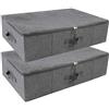 iwill CREATE PRO Confezione da 2 scatole pieghevoli per il sotto letto con coperchio a zip, contenitori rigidi per coperte, vestiti, scarpe, lavabili, nero grigio
