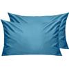 Lirex Federe Confezione da 2, 300 Fili 100% Cotone Traspiranti e Morbide Copricalcino, 40 x 70 cm, Blu