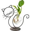 CDQL Portavaso per Fioriera in Vetro per Gatti - Terrario per Piante - Vaso per Composizioni Floreali Idroponiche in Ferro per Gatti Semplice (Sedersi)