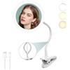 TUSHENGTU Specchio cosmetico da 6,5 con illuminazione con collo di cigno, specchio d'ingrandimento flessibile con luce LED, ricaricabile tramite USB, specchio da barba, specchio da viaggio, bianco