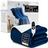 Get Trend Coperta Elettrica Matrimoniale 150x200 cm, Plaid Riscaldante in Pile Sherpa, 9 Livelli, Timer 12 Ore, Riscaldamento Elettrico Rapido, Idea Regalo Cosy (Blu Navy, Doppio EU)