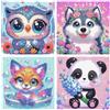 HecticCore Set di 4 kit di pittura con diamanti 5D per bambini, animali dei cartoni animati, fai da te con punta completa, pittura creativa con diamanti per ragazze e ragazzi, idea regalo e decorazione da parete