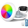 OSREE Luci Piscina LED con Filettatura 2, 25W Lampade Piscina RGB Multicolore con Telecomando, Ø242mm, 1000lm, 12V AC Subacquee IP68 Impermeabile Riempito Resina Faro per Piscine Fuori Terra Acciaio