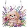 DCIDBEI Diamond Painting Finestra Ornamento Puzzle con Perline da Incollare Ciondolo a Forma di Cane 15x15 cm Punto Croce kit da Ricamare Ornamenti da Appendere con Catena