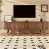 MAMAINI Mobile TV 175 cm con anta scorrevole in rattan, effetto noce, molto spazio, stile rustico, MDF, scomparti aperti, cassetti, design naturale