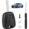 MDLSDE Guscio Chiave per Peugeot, Scocca Guscio Cover Chiave Telecomando Auto Ricambio 2 Tasti Pulsanti Compatibile con Peugeot 106 206 806 107 207 407 Citroen C1 C2 C3 C4 C5 Nero con Cacciavite