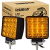 RIGIDON 2 Pezzis 5D Luci da lavoro a Led, 12V 24V 4 Pollice 48W Giallo Ambrato Fari Luci Led, Esterno Led Spotlight Per Off road Auto Trattore Camion SUV UTE ATV 4x4, 3000K Faretti Fendinebbia