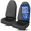 WALSER Set coperture veicolo similpelle, protezione impermeabile per posizione guidatore e passeggero, 2 pezzi protezioni auto, copertura officina, rivestimento interno anteriore nero