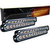 SKYWORLD Luci stroboscopiche a LED, 4pz Ultra sottile Ambra 12 LED 12V 24V Lampeggiante Luci stroboscopiche di emergenza Strobo Barra Luminosa per Moto Auto Camion Truck Trailer