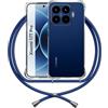 ANFAIRLACE Cover Cordino Compatibile con Xiaomi 17T Pro, Blu | Custodia Laccio Trasparente Silicone Morbido Regolabile Antiurto Rinforza Angoli Cuscino d'Aria Chiaro Case