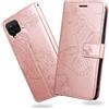 DENDICO Cover per Galaxy A12 5G, Portafoglio Custodia in PU Pelle per Samsung Galaxy A12 5G, Antiurto Cover a Libro con Slot per Carte, Oro Rosa