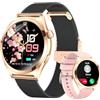 Fitonme Smartwatch Donna Rotondo con Chiamate, Display Curvo HD da 1,27, Monitor Frequenza Cardiaca SpO2 Sonno, 120+ Modalità Sport, Impermeabile IP68, Smart Watch Donna per Android iOS (Nero oro)