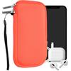 kwmobile Custodia in Neoprene con Zip per Smartphone L - 6,5 - Astuccio Portacellulare a Sacchetto con Cerniera - Borsa in corallo fluorescente