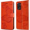 DENDICO Cover per Xiaomi Redmi Note 11 4G / Redmi Note 11S 4G, Portafoglio Custodia in PU Pelle per Xiaomi Redmi Note 11 4G / Redmi Note 11S 4G, Antiurto Cover a Libro con Slot per Carte, Arancia