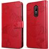 DENDICO Cover per Nokia 5.1, Portafoglio Custodia in PU Pelle per Nokia 5.1, Antiurto Cover a Libro con Slot per Carte, Rosso