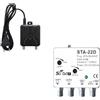 WEB world electronic business Kit Professionale Ricezione TV Digitale Terrestre Amplificatore da Palo 2 ingressi UHF 2 uscite 30dB con Filtro 5G + Alimentatore Stabilizzato 12V 300mA