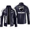 CLOZAM Uomo Giacca di Pelle Ducati Stampa PU Giacca Motociclista Stand Collar Zipper Felpa Spessa Cappotto Caldo - Regali per Adolescenti-G||3XL