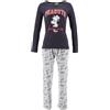 E PLUS M The Peanuts - Pigiama da donna con Snoopy, a maniche lunghe, da notte, invernale, caldo, per il tempo libero, taglia S, M, L, XL, XXL, Nero , XXL