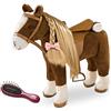 Götz 3402375 Cavallo Marrone Pettinato Beauty (Altezza Bastone 37 cm) - Cavallo di Peluche Marrone, Altezza Circa 52 cm per Bambole in Piedi - con Sella, briglie e Coperta da Picnic