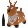 Sun Baby Animale gonfiabile che salta, giocattolo di 1 anno, saltarello per bambini, design ergonomico, cavallo giocattolo, pompa manuale inclusa (Renna marrone con bandana)