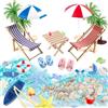 OMIGA 30 Pezzi Kit di Ornamento in Miniatura Spiaggia in Miniatura | Include Sedie da Spiaggia Ombrelloni Piccole Palme Barche a Vela Fari per Decorazioni Estive da Giardino e Case Delle Bambole