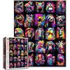 Tucocoo Puzzle a Tema Animali Graffiti per Adulti 1000 Pezzi - Colorato Con Scimmia Dinosauro Collage Fai Da Te per Decorazione Casa, Regali Di Collezione