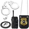 YIMETOP Set di 4 pezzi per bambini della polizia con manette, distintivi, chiavi e fischietto e un giocattolo in plastica walkie talkie - accessori per la polizia per carnevale, feste a tema e giochi
