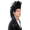WIG ME UP - CW-069-P103 Parrucca da donna uomo unisex Halloween Carnevale Punk Mohawk anni '70 anni '80 nera