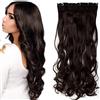 SEGO Extension Capelli Clip Fascia Unica con 5 Clip Capelli Lunghi Veri Mossi [Castano Medio] One Piece Ondulata Sintetica 3/4 Full Head 120g 17 Inch 43cm