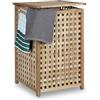 Relaxdays Cesto Portabiancheria, Contenitore Legno, 75L, HLP: 67,5x45,7x45,7 cm, Sacco Porta Biancheria, Colore Naturale
