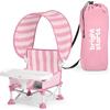 Bright Starts Pop 'N Sit Cabana Seggiolino Rialzato Portatile con Baldacchino UPF, Seggiolino da Pavimento per Uso Interno/Esterno, Piega Compatta, Rosa, 6 Mesi-3 Anni