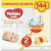 HUGGIES Extra Care Bebè - Pannolini Taglia 2 (3-6 kg), Confezione da 144 Pezzi