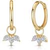 Ayoiow Orecchini Argento 925 Donna Zircone Petalo Oro Orecchini Pendenti Bambina