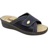 3Rose 188 Ciabatte Donna con Tomaia in Ecopelle Stampata - Pantofole Casa e Outdoor - Chiusura a Strappo Regolabile - Comfort Anatomico con Zeppa 4,5 cm e Plantare Estraibile Vera Pelle (38, Blu)