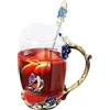 Generic Tè in bicchiere, una graziosa tazza di tè - tazza e cucchiaio per donne, elegante tazza di caffè con piattino | Tazza di bevande floreali con coperchio e cucchiaio, set di bicchieri lavabili