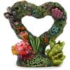 Amtra Deko Cuore con Coralli - Decorazione in resina atossica per Acquari, Accessorio ornamentale subacqueo, Decorativo rifugio nascondiglio, Dipinto a mano, Dimensione 12 * 6,5 * 12,5 cm