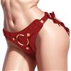 Generico Imbracatura Regolabile per Strap-On Leggera in PU con 2 Piastre, 6 O-Ring (3S/3M) per Gioco Vaginale e Anale, Rojo