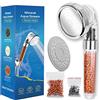 CozyLife Soffione doccia con filtro, a risparmio d'acqua, con pietre minerali, doccetta a prova di pressione, soffione doccia, 3 tipi di getto con filtro anticalcare