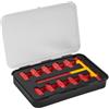 Högert Technik - Set di prese isolate con chiave a T tipo 1000 V, 11 pezzi | Certificato VDE fino a 1000 Volt | 10 chiavi a bussola isolate da 1 a 3/8 e 1 chiave a T con manico