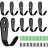 XhjzgcTech 10 ganci appendiabiti neri da parete, ganci per viti, ganci per cappotto, in acciaio inox, per bagno, guardaroba, camera da letto, cappello, asciugamani, ganci