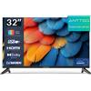 Antteq TV 32 Pollici (81 cm) LED HD Design Senza Cornice USB Media Player HDMI Triple