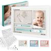 MUBY Impronta mani e piedi neonati - Regalo Neonato, Porta bracciali di nascita. KIt impronte neonato, Regali baby shower, Cornice Personalizzabile + letterine adesive. Lista nascita bebè/battesimo