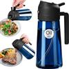 YARRAMATE Spruzzatore olio scuro da 470ml, dispenser 2 in 1 per olio d'oliva, bottiglia in vetro blu premium, spruzzino alimentare per friggitrice ad aria e BBQ（Nero）