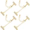 Beebeecraft 1 Scatola da 4 Pezzi di Fermagli per Gioielli Multifilo in Zirconia Cubica Estensori per Catena A Strati in Ottone Placcato Oro 18K Fermagli A Moschettone Estensori per Catena Regolabili