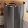 Generico Tenda da Doccia Senza Fori, Tenda da Doccia Pieghevole, Asta per Tenda da Doccia a Forma di L/U con Potente Ventosa, Tende da Doccia Antimuffa Impermeabili/Lavabili,Dark Gray,3 Folds